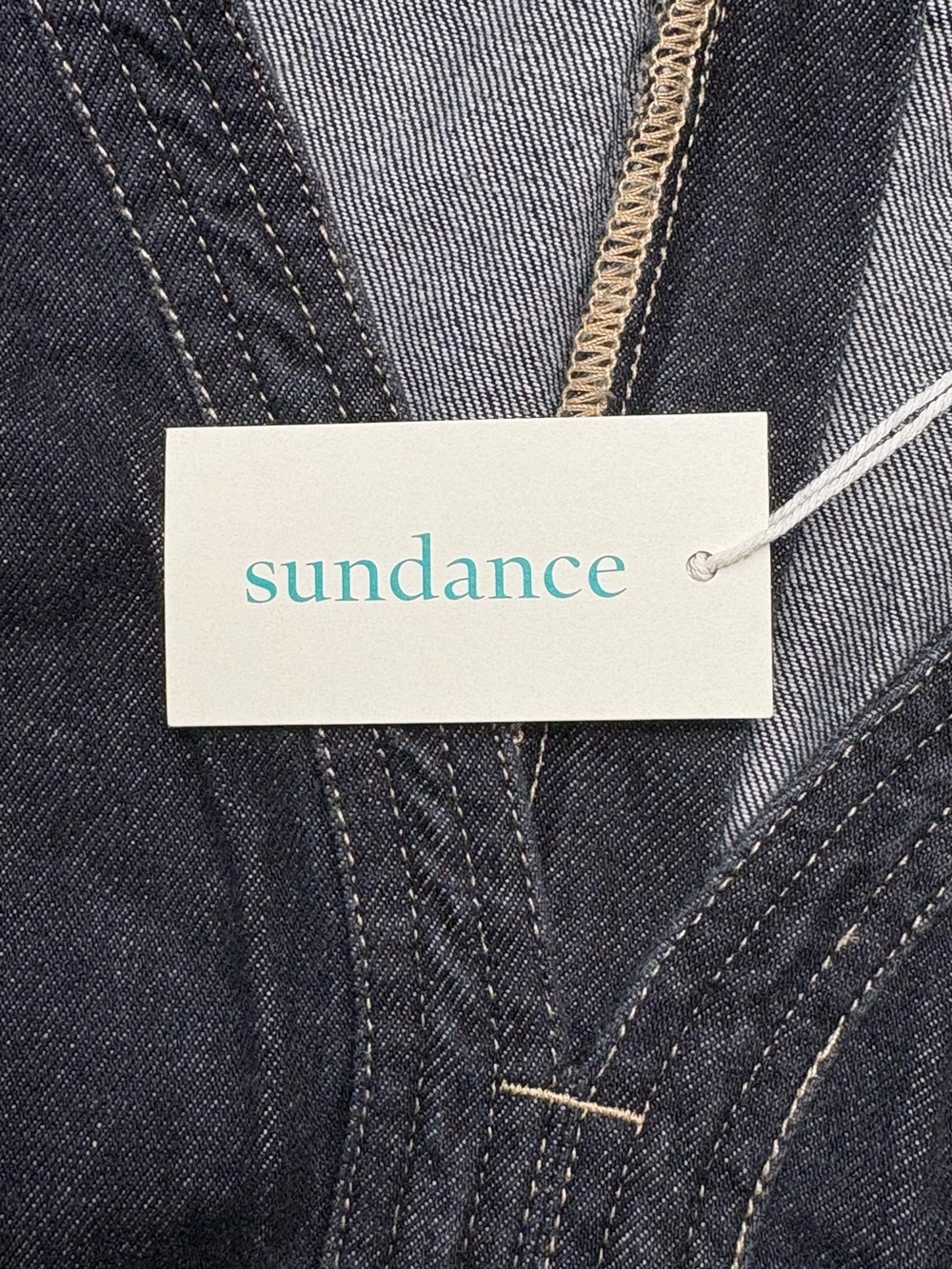 NWT Sundance Poppy Denim Dress Black Midi Belted • Size 14 • 100% Cotton - Picture 11 of 12